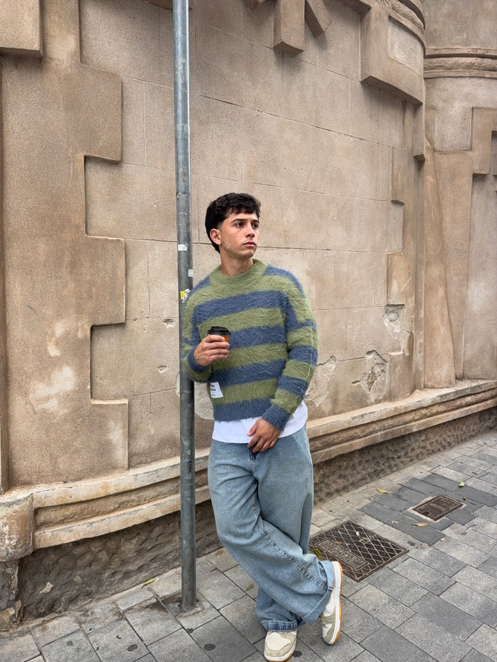KNITWEAR BOXY GREEN STRIPES