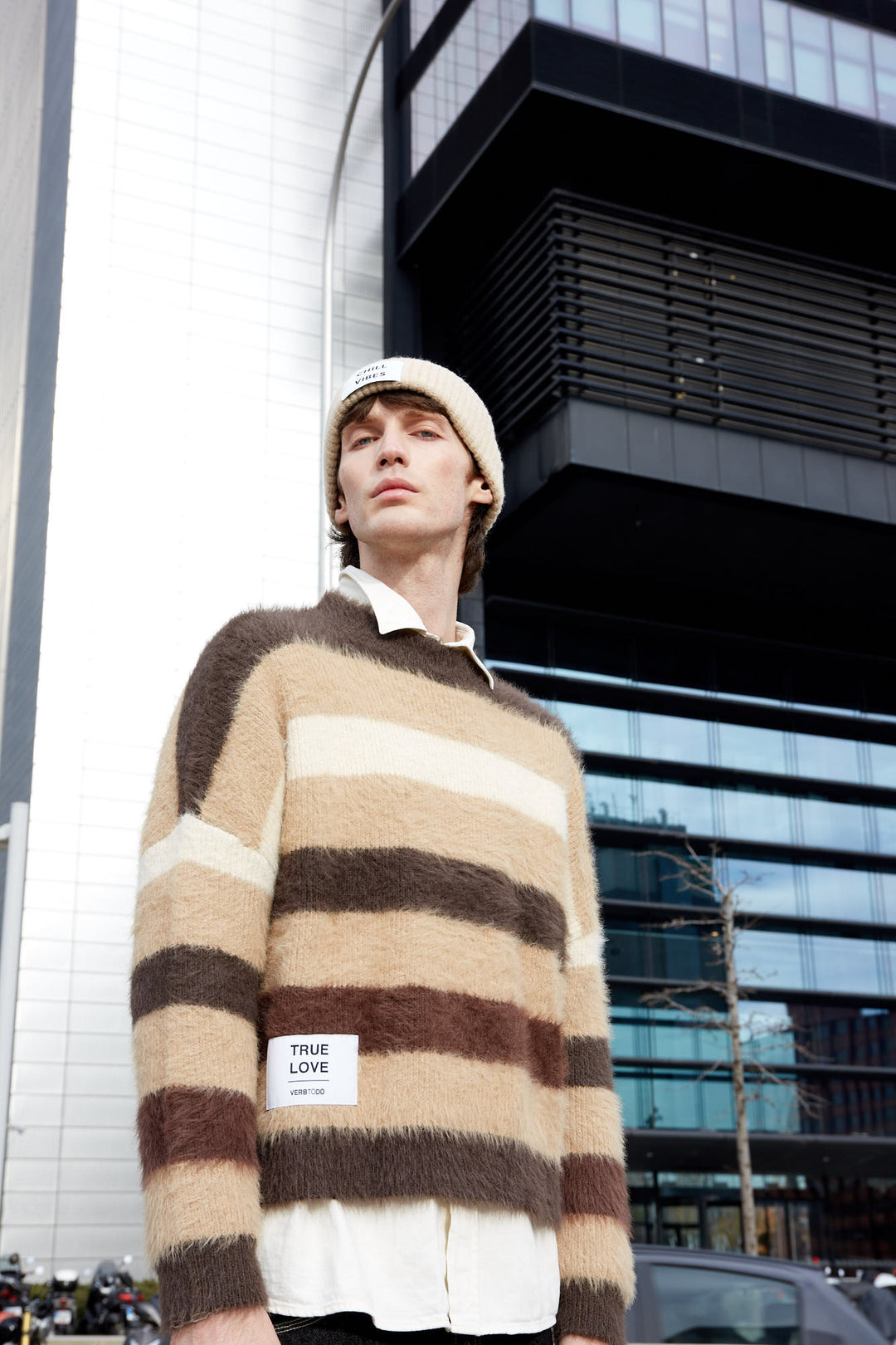 KNITWEAR BOXY STRIPES 'TRUE LOVE' | beige & brown & white