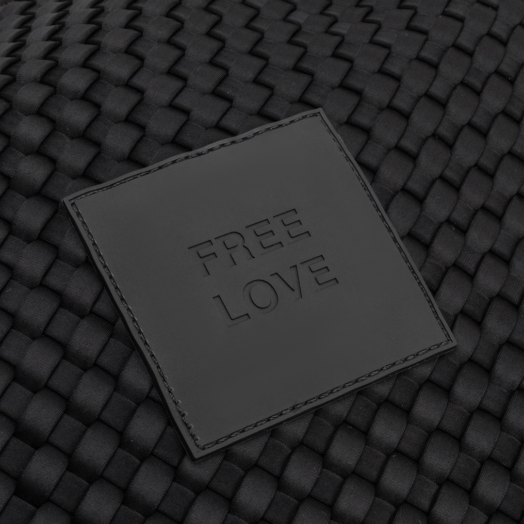 Borsa media in neoprene 'FREE LOVE' tinta unita - nero