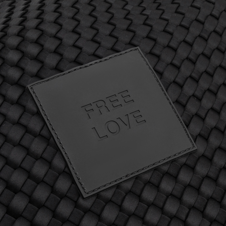 Borsa media in neoprene 'FREE LOVE' tinta unita - nero