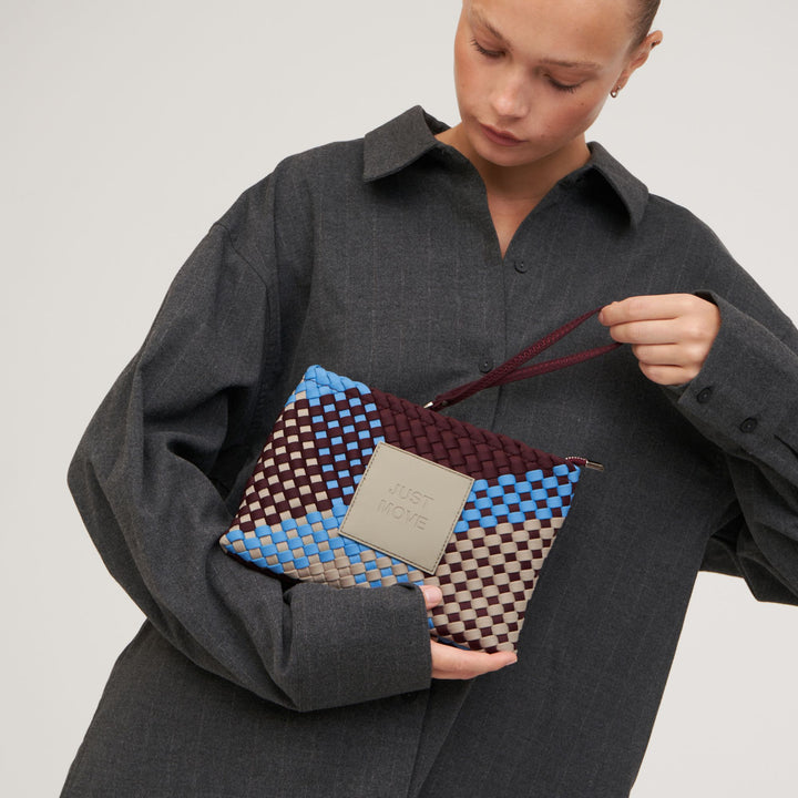 POCHETTE en néoprène 'JUST MOVE' ton mixte - bleu & bordeaux & gris clair