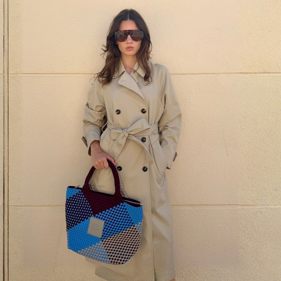 Neoprene MEDIUM BAG 'JUST MOVE' mixed tones - blue & burgundy & light gray