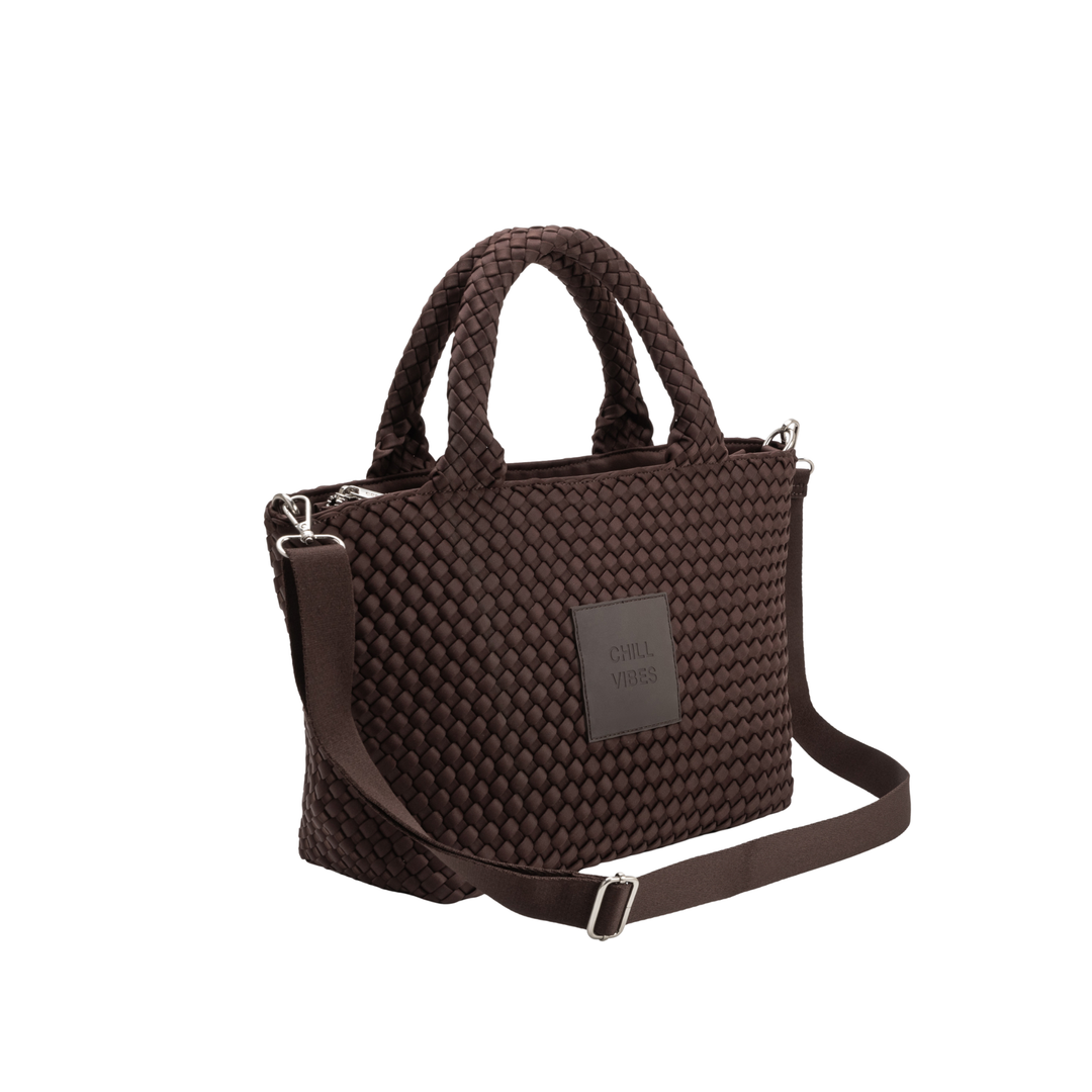 SAC MOYEN en néoprène 'CHILL VIBES' uni - marron foncé