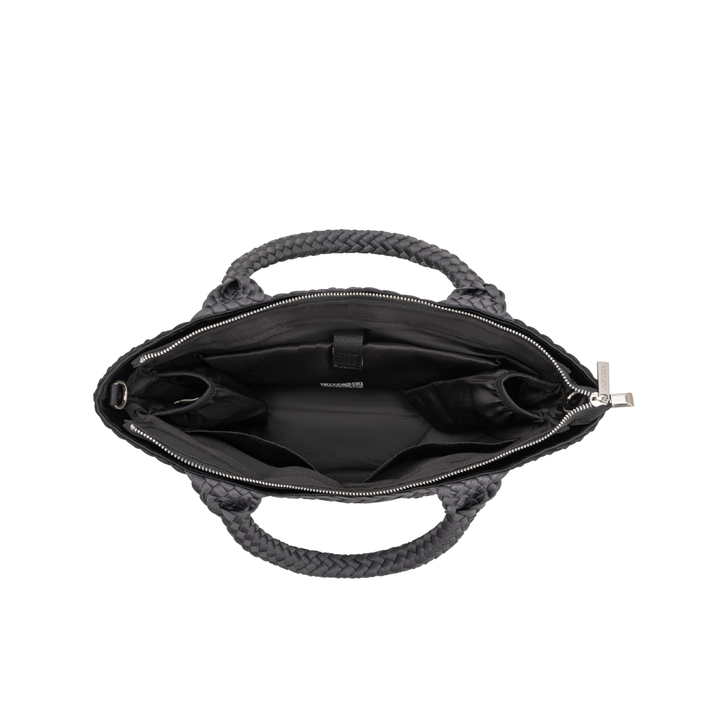 SAC MOYEN en néoprène 'SLOW LIVING' bicolore gris et noir