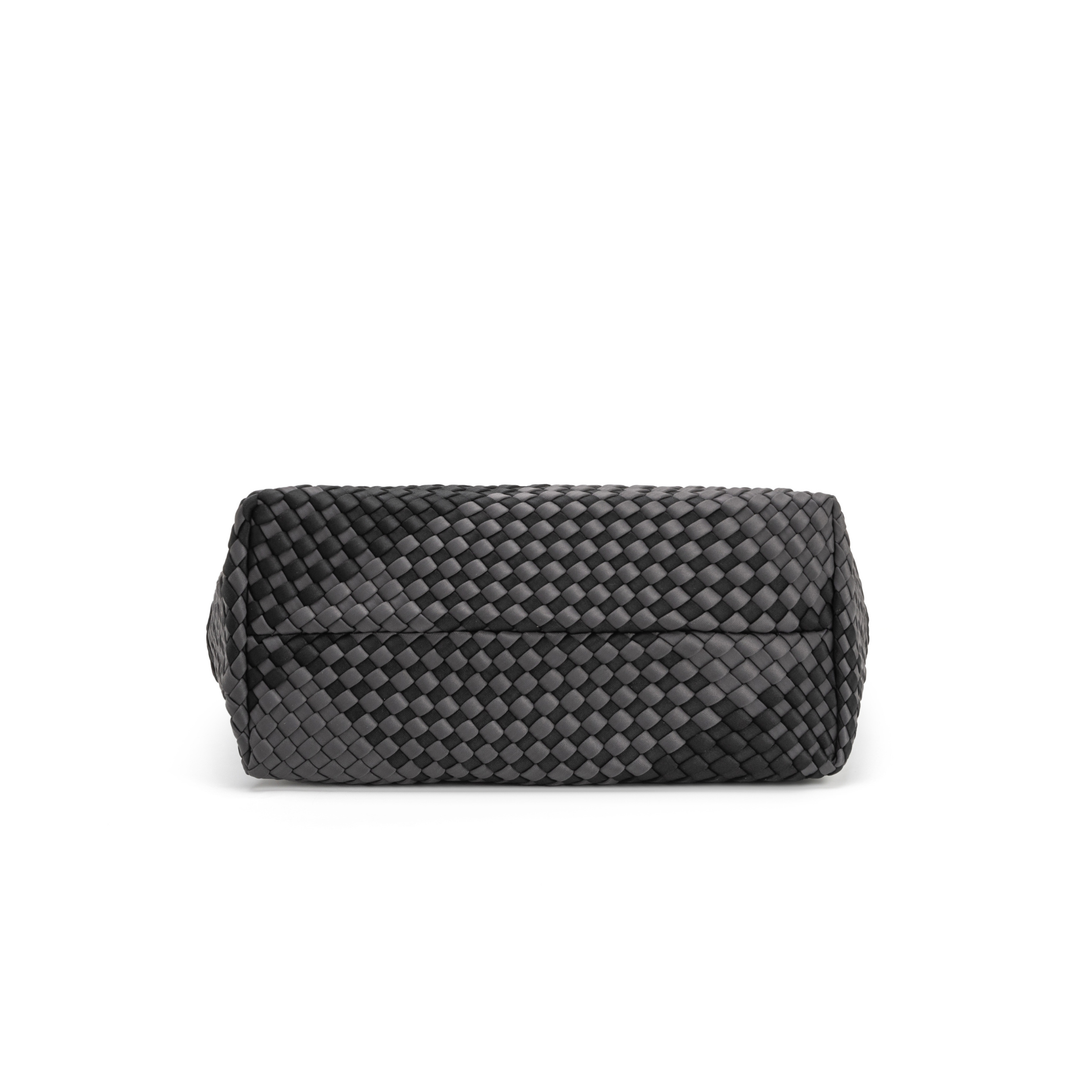 SAC MOYEN en néoprène 'SLOW LIVING' bicolore gris et noir