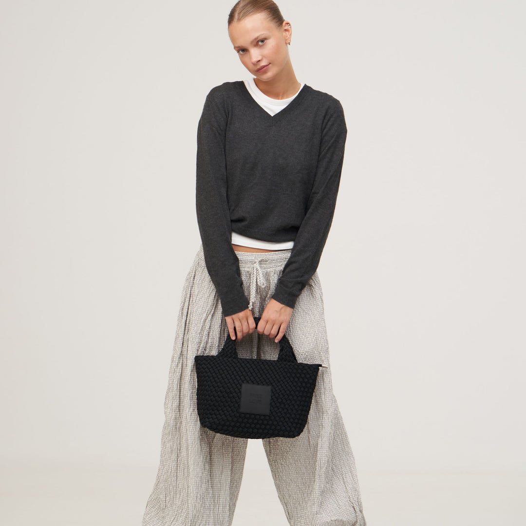 Borsa piccola in neoprene 'FREE LOVE' tinta unita - nero