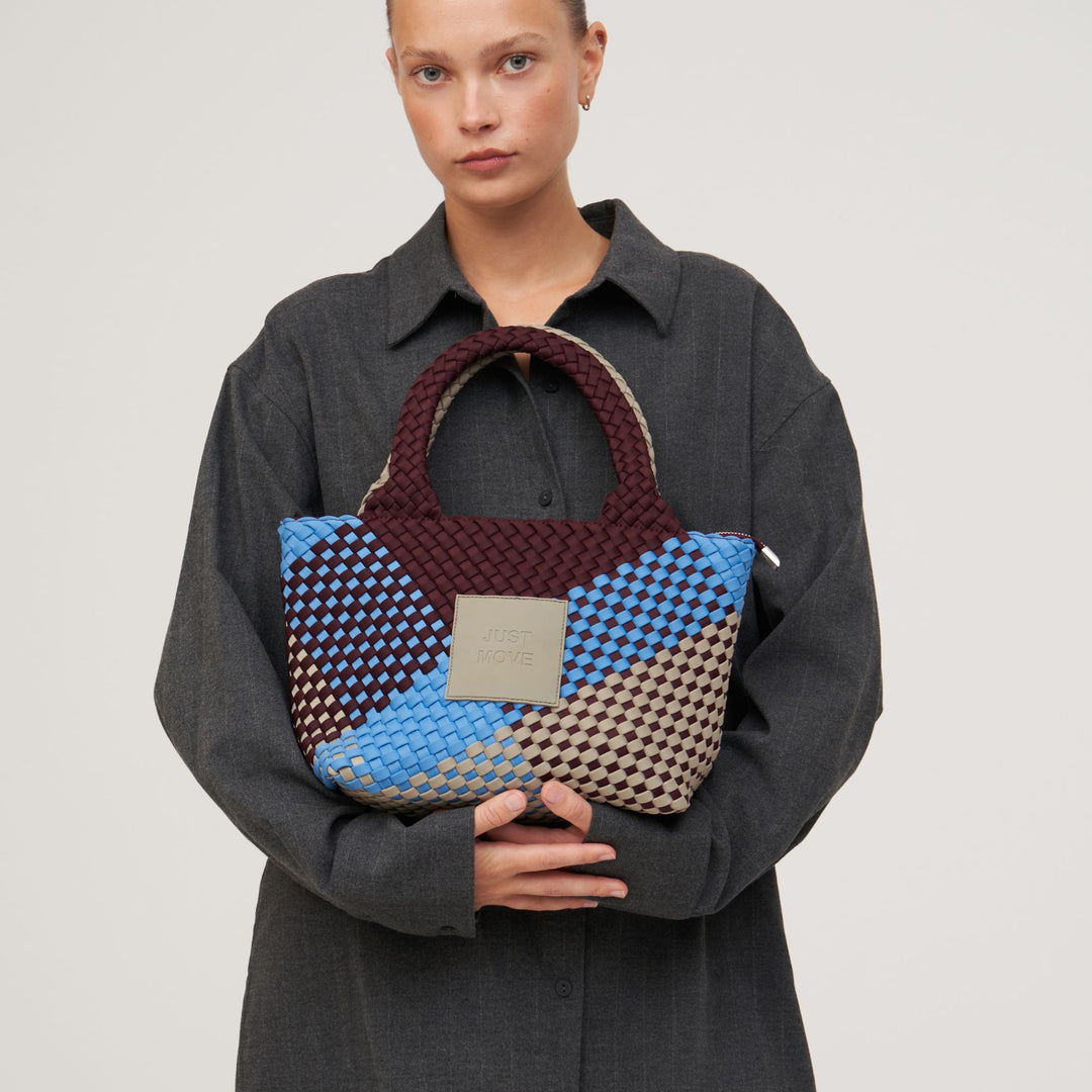 Borsa piccola in neoprene 'JUST MOVE' tono misto - blu & bordeaux & grigio chiaro