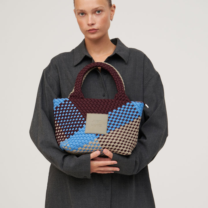 Borsa piccola in neoprene 'JUST MOVE' tono misto - blu & bordeaux & grigio chiaro