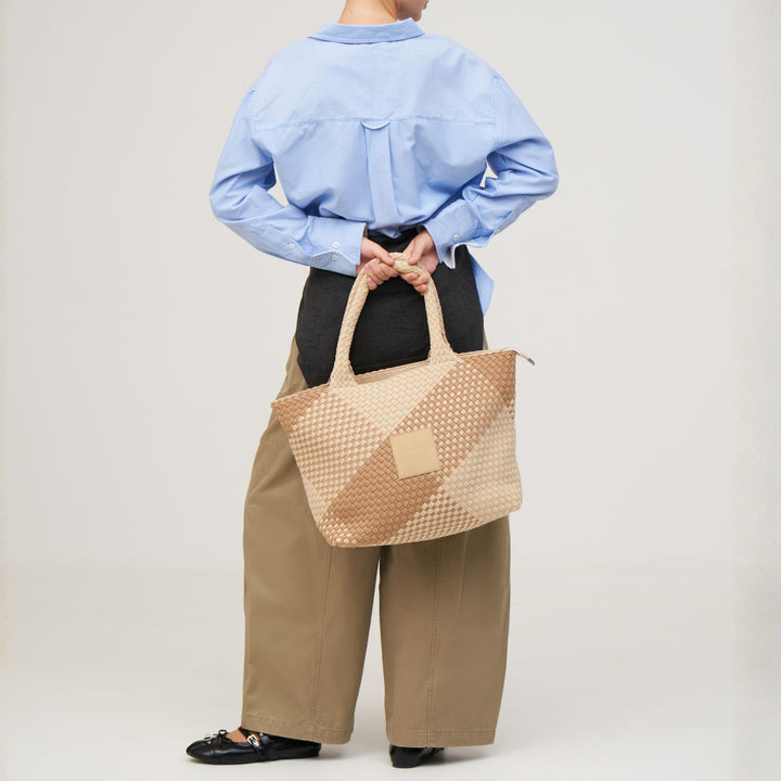 Borsa grande in neoprene 'RISE UP' bicolore beige