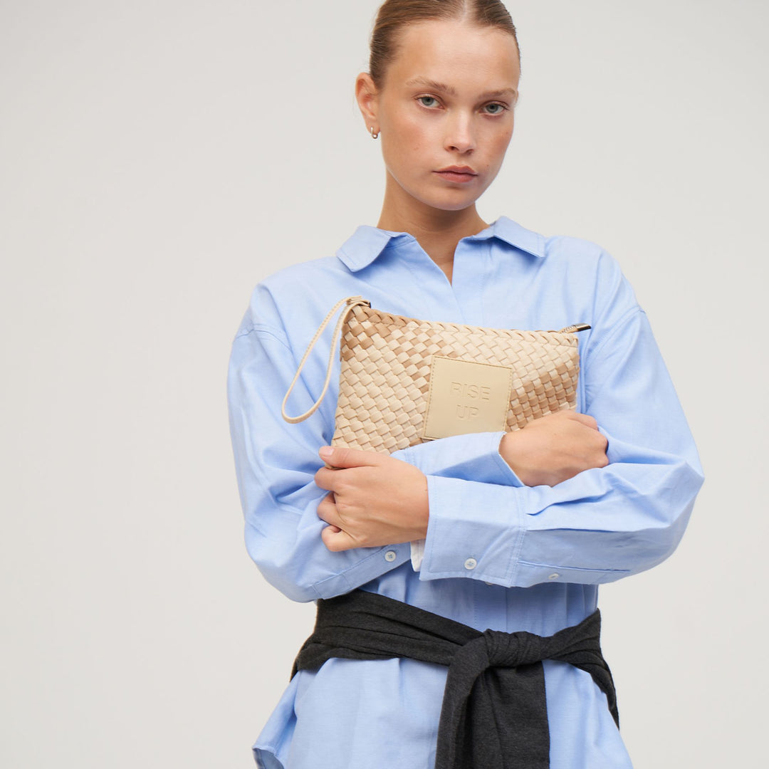 POCHETTE en néoprène 'RISE UP' bicolore beige
