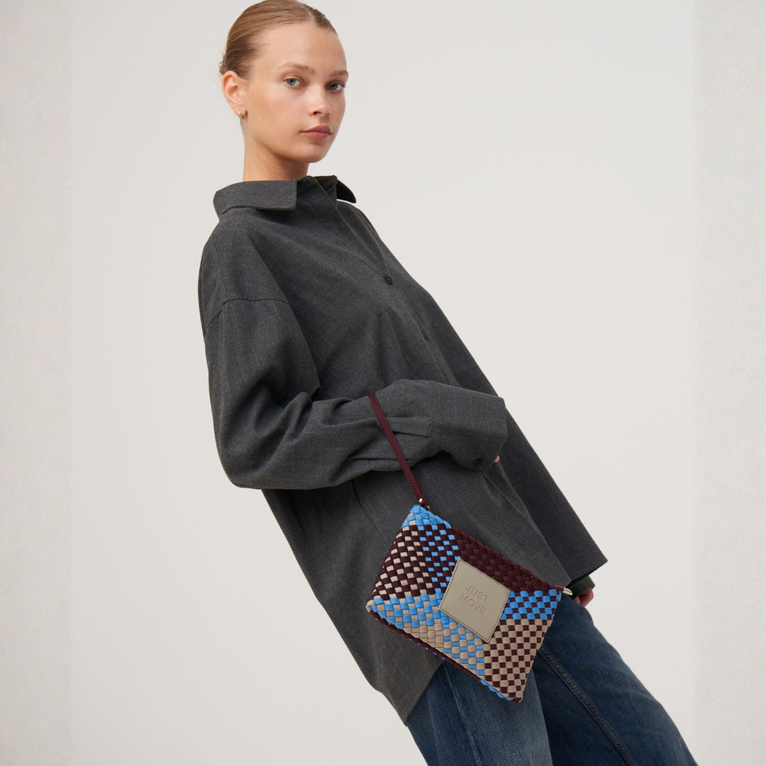 POCHETTE en néoprène 'JUST MOVE' ton mixte - bleu & bordeaux & gris clair