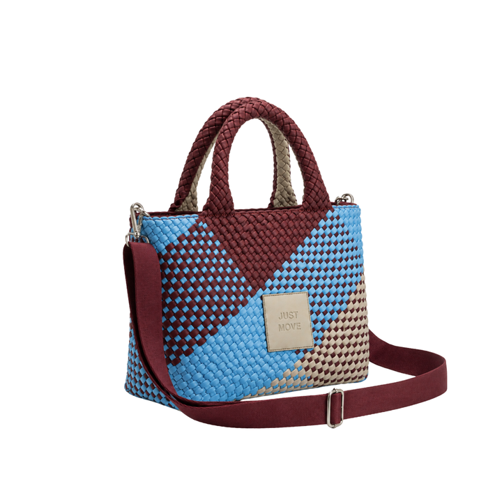 SAC MOYEN en néoprène 'JUST MOVE' ton mixte - bleu & bordeaux & gris clair