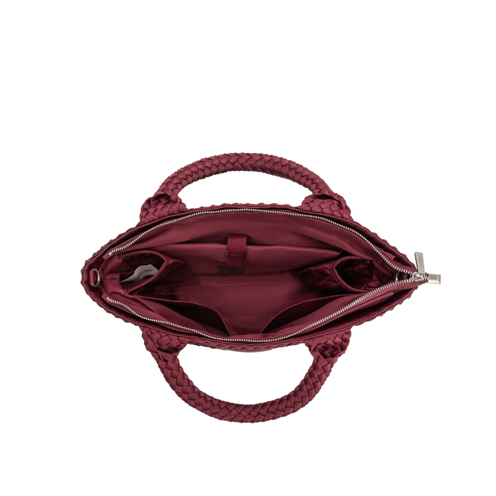 Borsa media in neoprene 'START NOW' bicolore bordeaux e vino