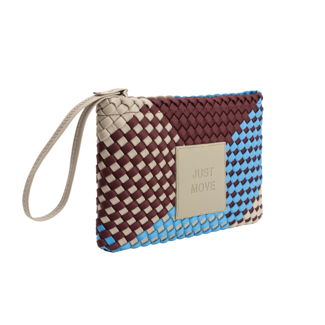 POCHETTE en néoprène 'JUST MOVE' ton mixte - bleu & bordeaux & gris clair