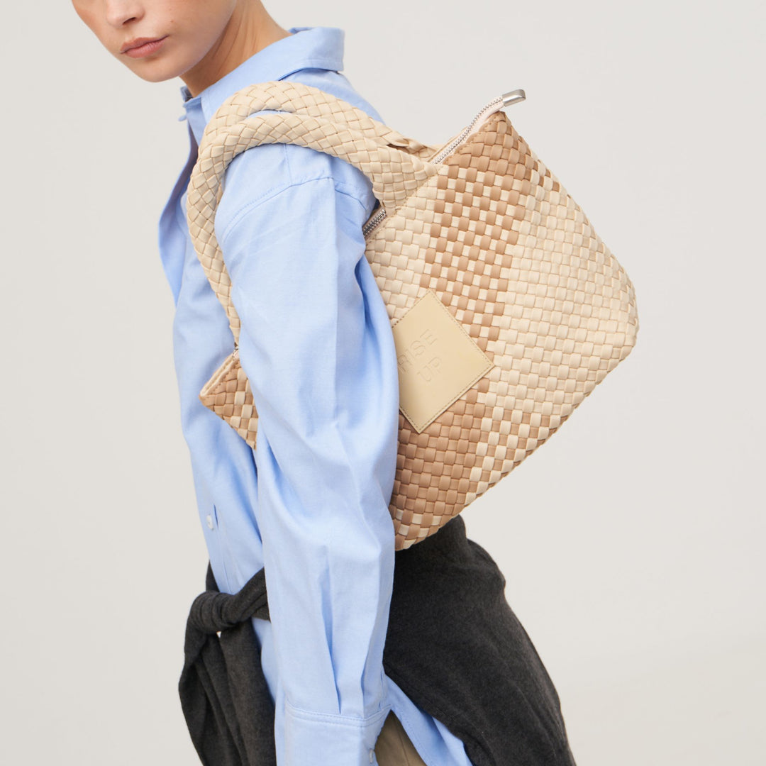 Borsa piccola in neoprene 'RISE UP' bicolore beige