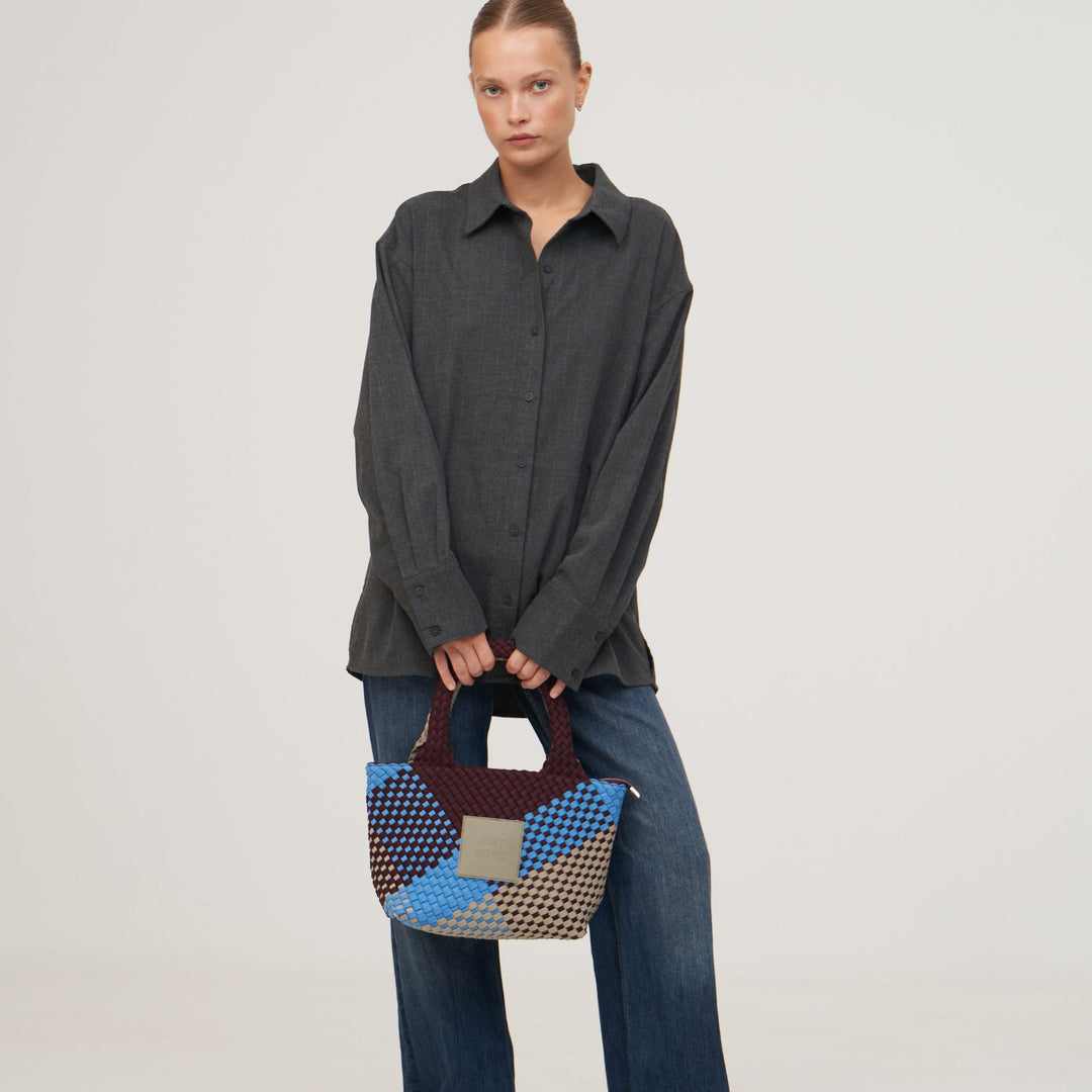 Borsa piccola in neoprene 'JUST MOVE' tono misto - blu & bordeaux & grigio chiaro
