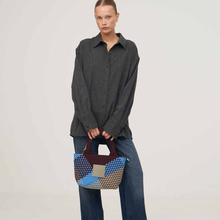 Borsa piccola in neoprene 'JUST MOVE' tono misto - blu & bordeaux & grigio chiaro