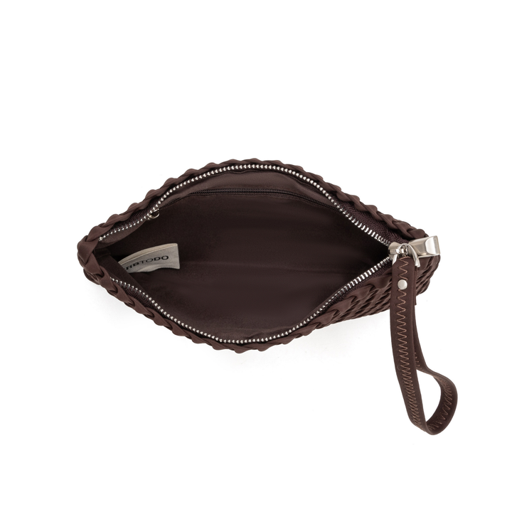 Pochette in neoprene 'CHILL VIBES' tinta unita - marrone