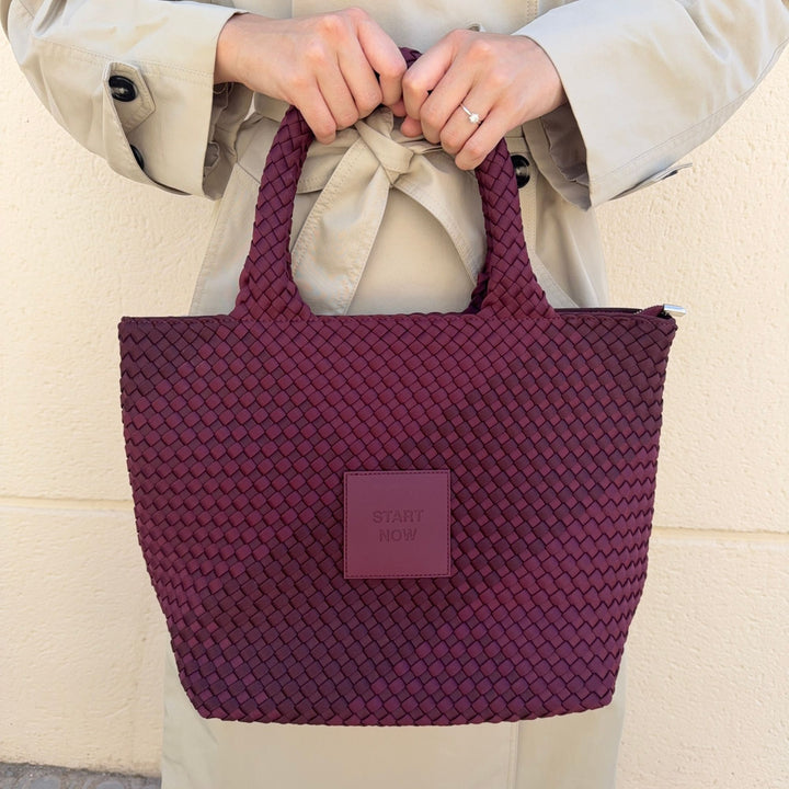 Neoprene LARGE BAG 'START NOW' two-tone burgundy and wine