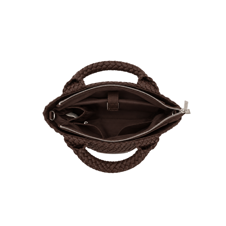 Borsa piccola in neoprene 'CHILL VIBES' tinta unita - marrone scuro
