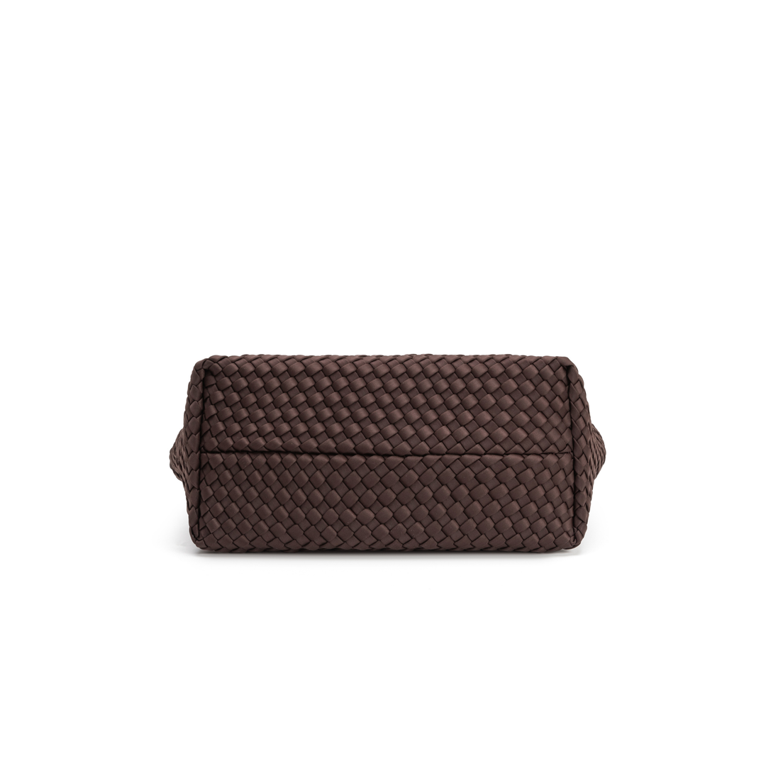 Borsa piccola in neoprene 'CHILL VIBES' tinta unita - marrone scuro