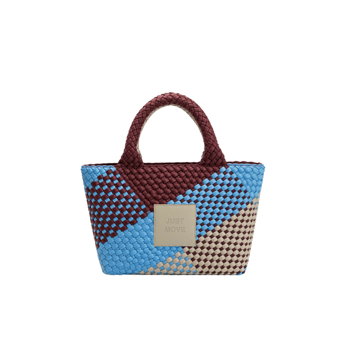 Borsa piccola in neoprene 'JUST MOVE' tono misto - blu & bordeaux & grigio chiaro