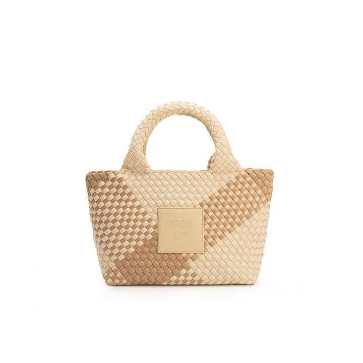 Borsa piccola in neoprene 'RISE UP' bicolore beige