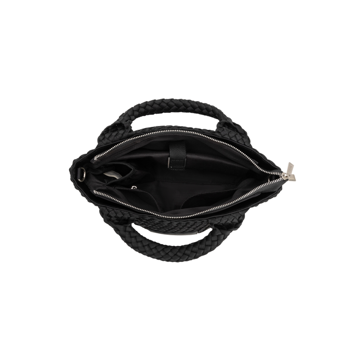 Borsa piccola in neoprene 'FREE LOVE' tinta unita - nero