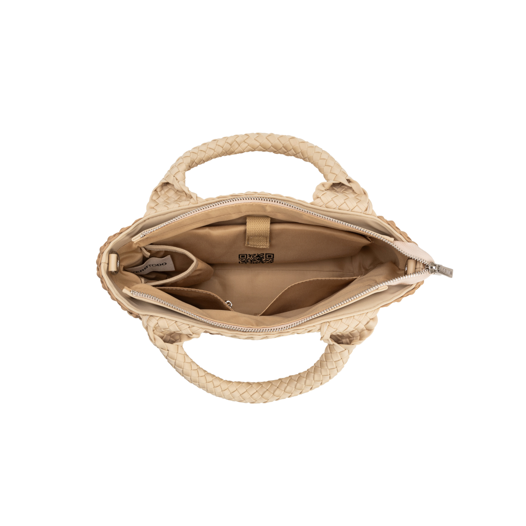 Borsa piccola in neoprene 'RISE UP' bicolore beige