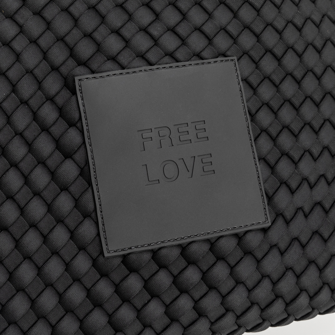 Borsa piccola in neoprene 'FREE LOVE' tinta unita - nero