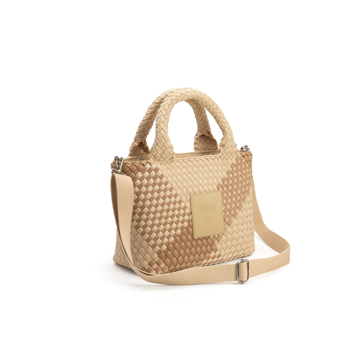 Borsa piccola in neoprene 'RISE UP' bicolore beige