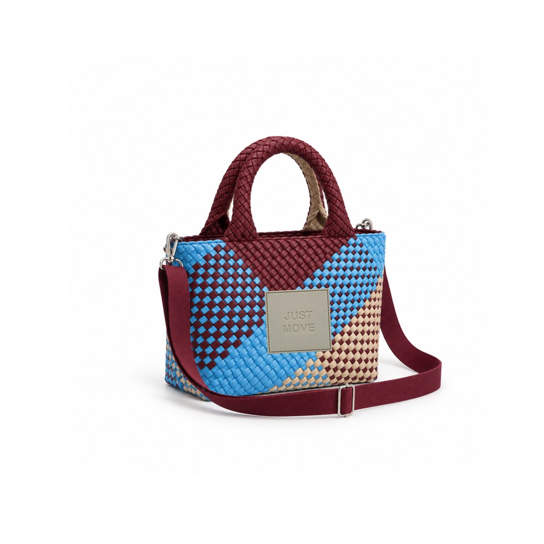 Borsa piccola in neoprene 'JUST MOVE' tono misto - blu & bordeaux & grigio chiaro