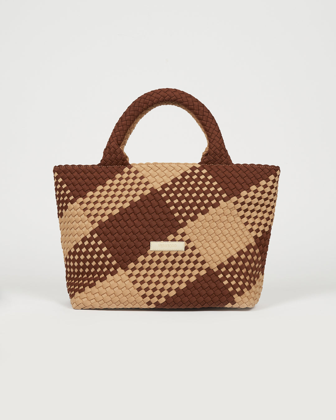 Neoprene MEDIUM BAG 'RISE UP' two-tone brown and beige