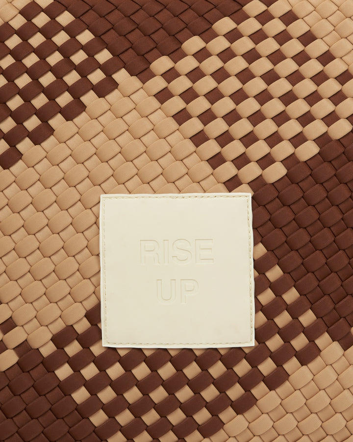 Neoprene MEDIUM BAG 'RISE UP' two-tone brown and beige