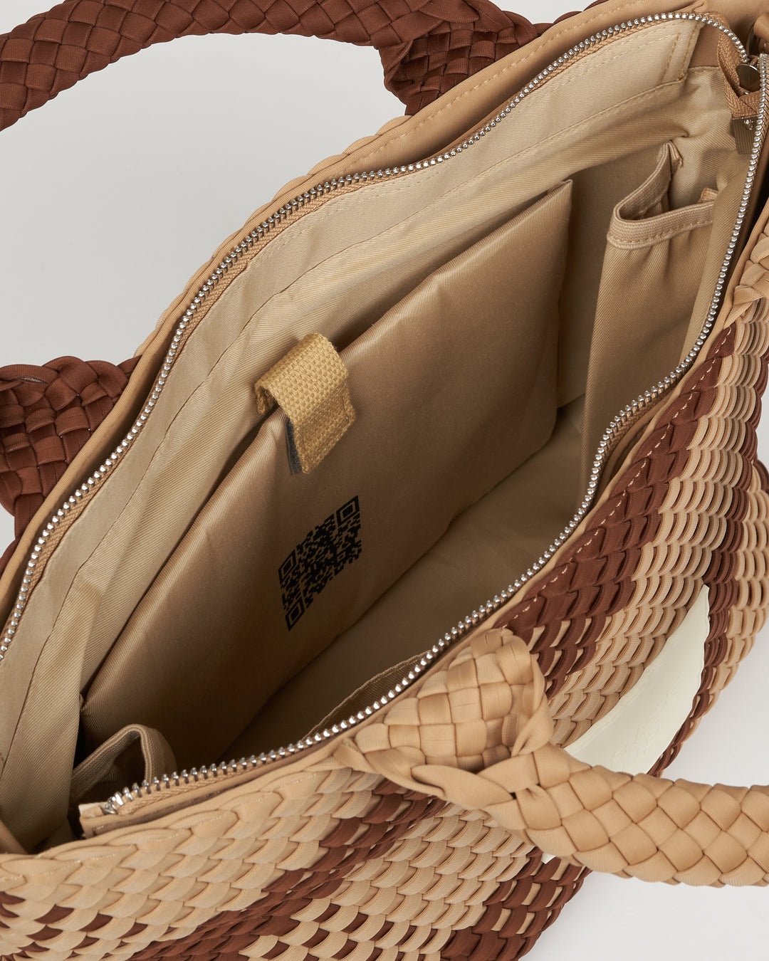 Neoprene MEDIUM BAG 'RISE UP' two-tone brown and beige