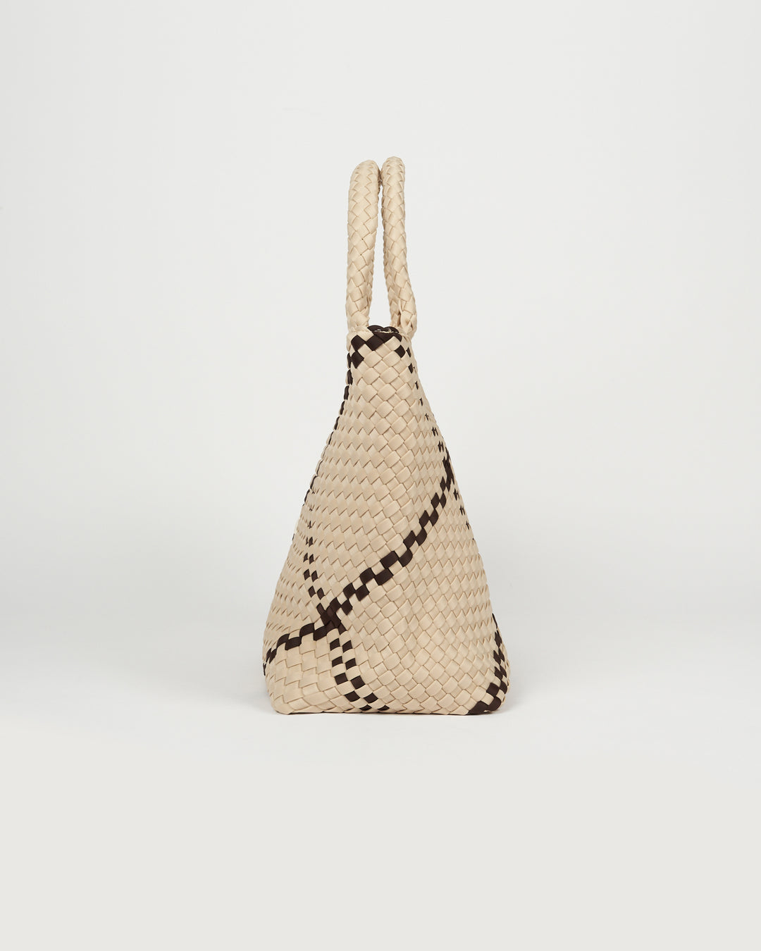 Neoprene LARGE BAG 'CHILL VIBES' two-tone beige and dark brown