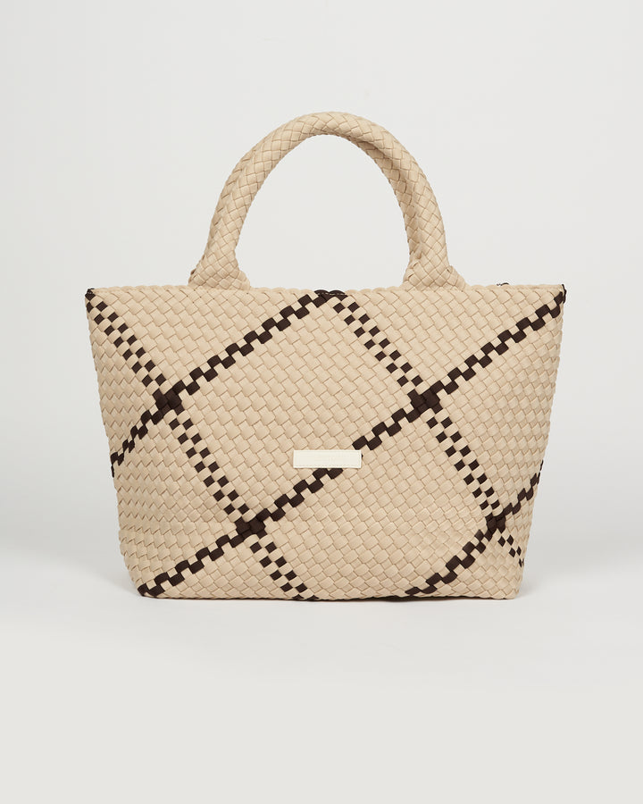 Neoprene LARGE BAG 'CHILL VIBES' two-tone beige and dark brown