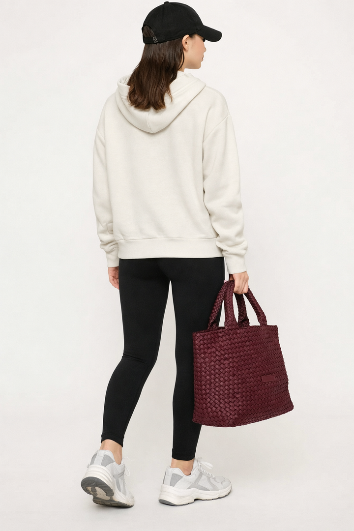 Neoprene LARGE BAG 'START NOW' two-tone burgundy and wine