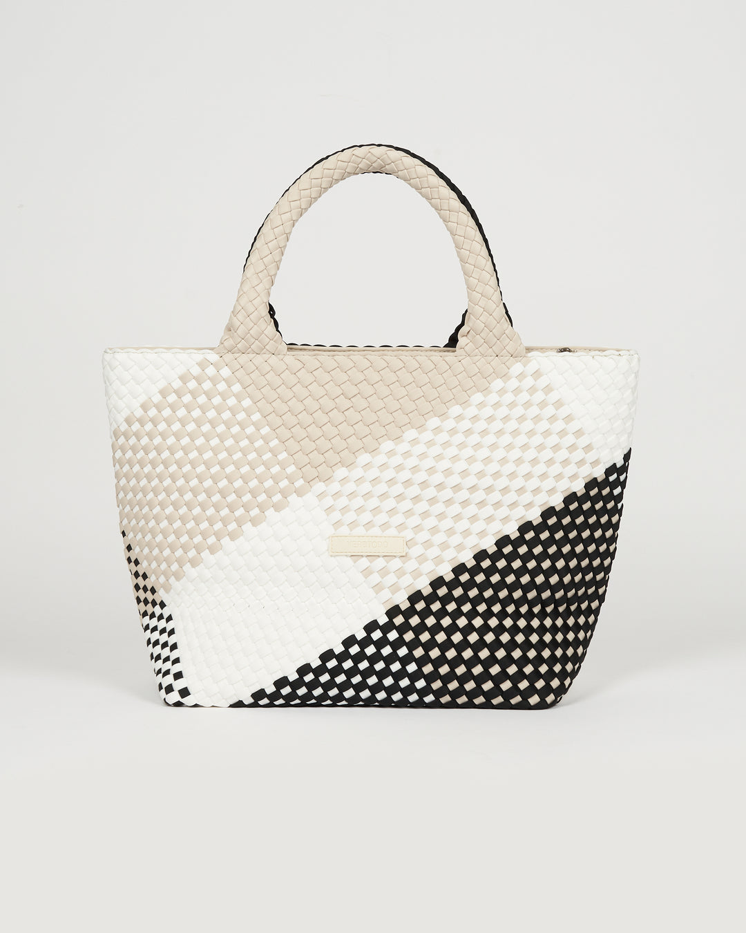 Neoprene LARGE BAG 'FREE LOVE' multicolour black&beige&white