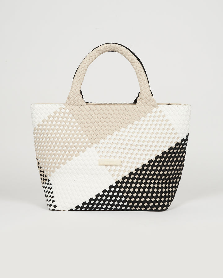 Neoprene LARGE BAG 'FREE LOVE' multicolour black&beige&white