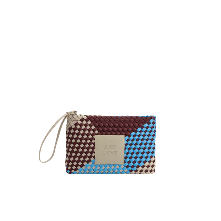 POCHETTE en néoprène 'JUST MOVE' ton mixte - bleu & bordeaux & gris clair