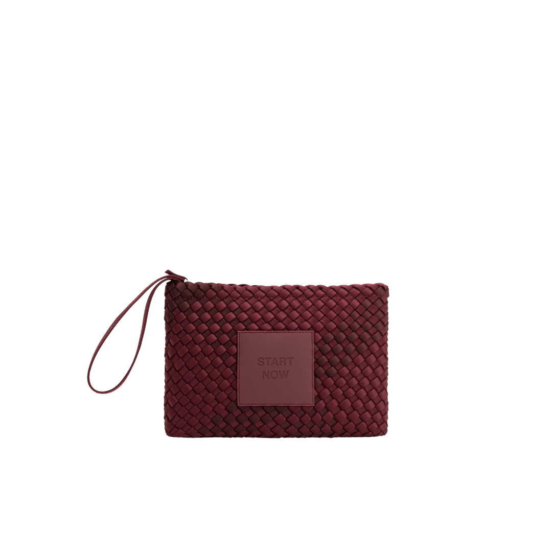 Pochette in neoprene 'START NOW' bicolore bordeaux e vino