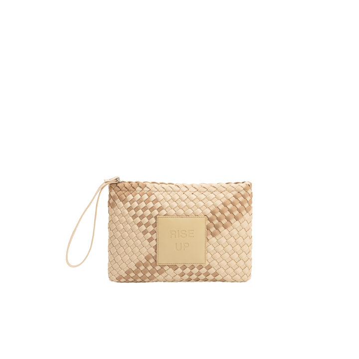 POCHETTE en néoprène 'RISE UP' bicolore beige
