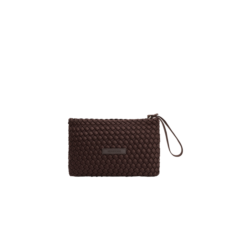 Pochette in neoprene 'CHILL VIBES' tinta unita - marrone