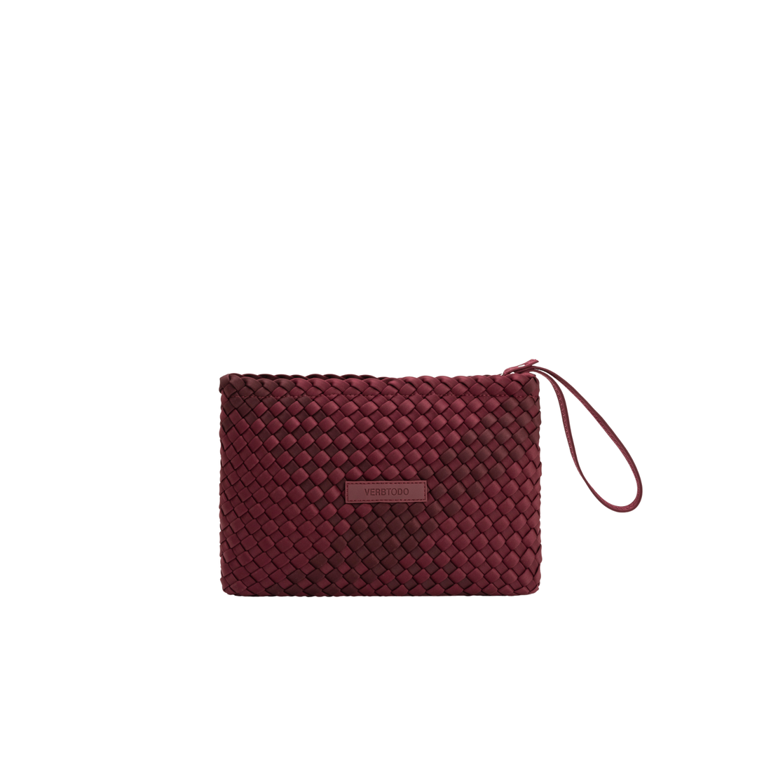 Pochette in neoprene 'START NOW' bicolore bordeaux e vino