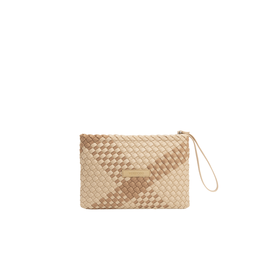 POCHETTE en néoprène 'RISE UP' bicolore beige