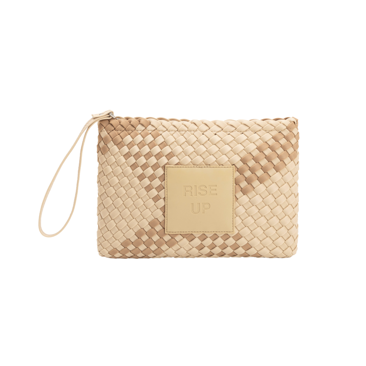 Neoprene Clutch Bag 'Rise Up' Two-Tone Beige