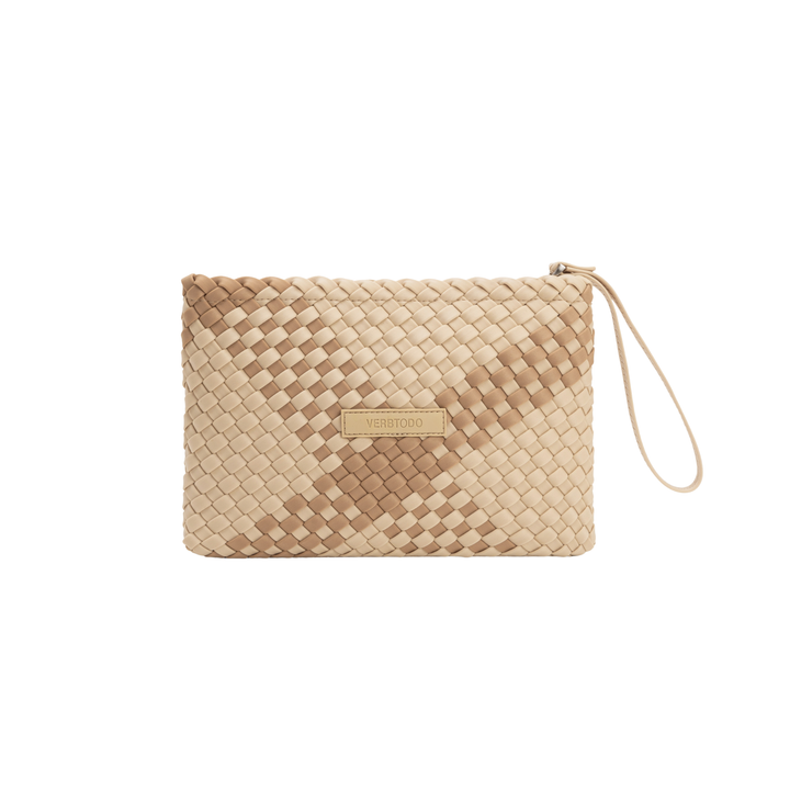 Neoprene Clutch Bag 'Rise Up' Two-Tone Beige