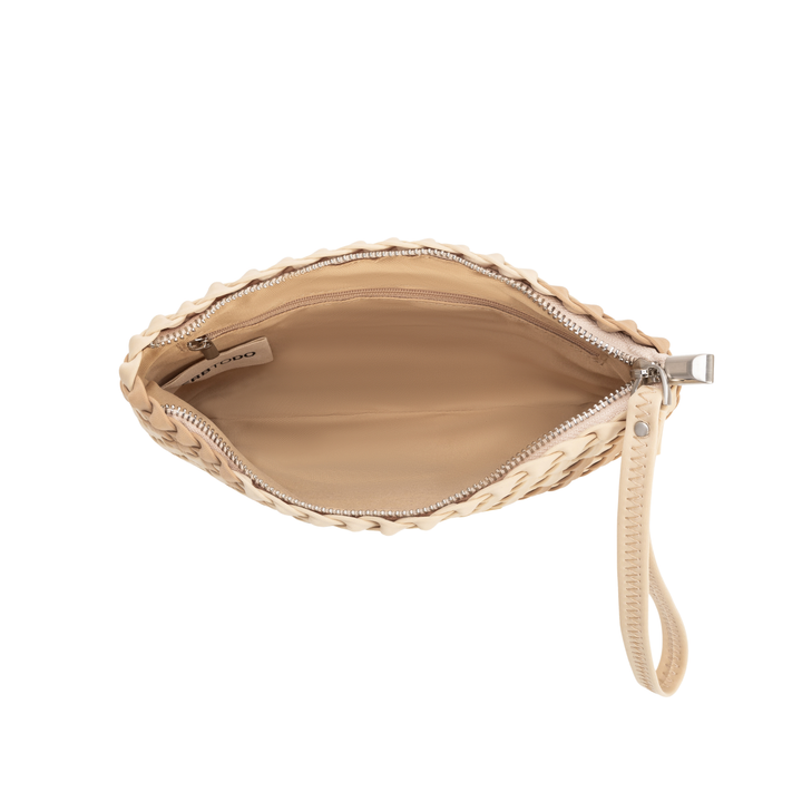 Neoprene Clutch Bag 'Rise Up' Two-Tone Beige