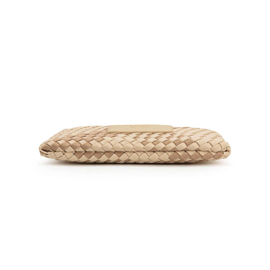 Neoprene Clutch Bag 'Rise Up' Two-Tone Beige